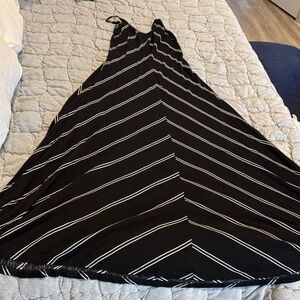LOFT Black and White Striped Maxi Dress